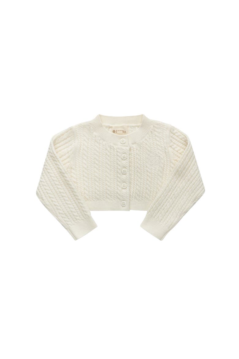 Looms Keepsake Collection - Girls Cable Knit Cardigan, Main, color, Ivory