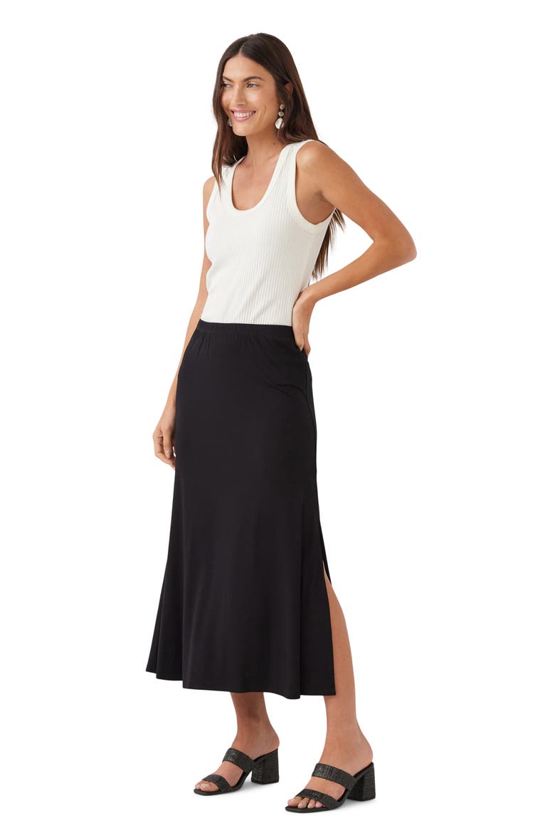 Side Slit Midi Skirt, Alternate, color, BLACK