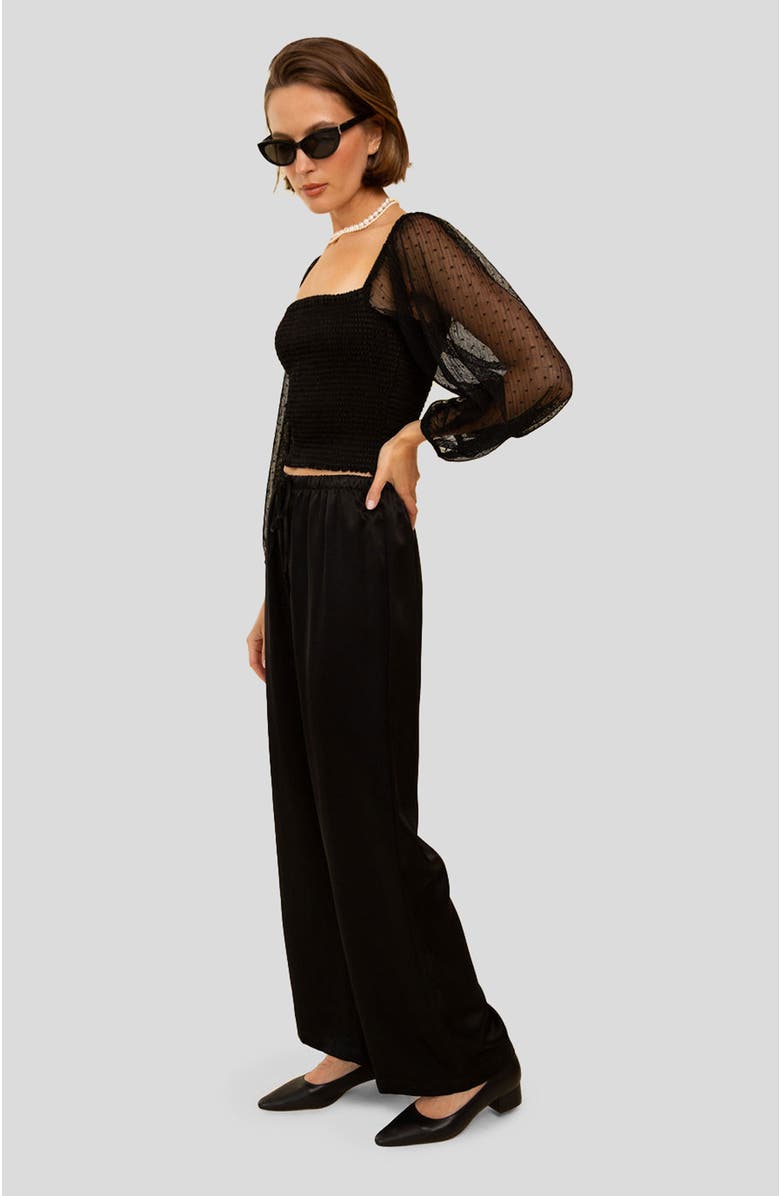 Whimsy + Row Cameron Top, Main, color, Black Sheer Polka Dot