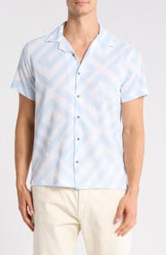 T.R. PREMIUM Geometric Print Camp Shirt