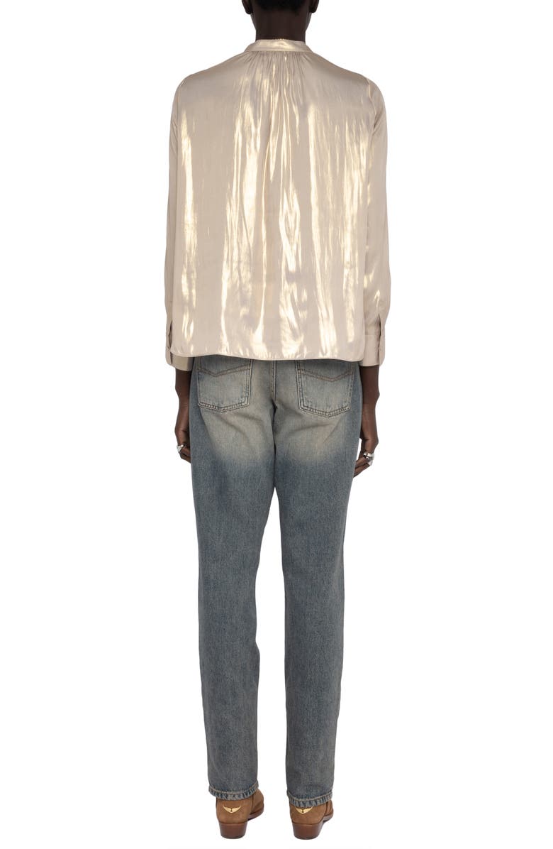 Zadig & Voltaire Tink Metallic Satin Top, Alternate, color, Gold