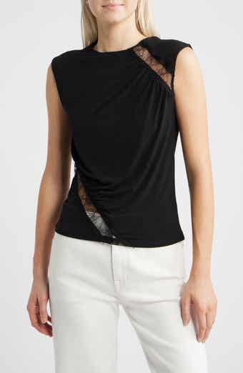 Cindy Lace Panel Ruched Top