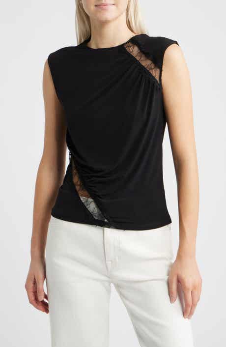 Cindy Lace Panel Ruched Top