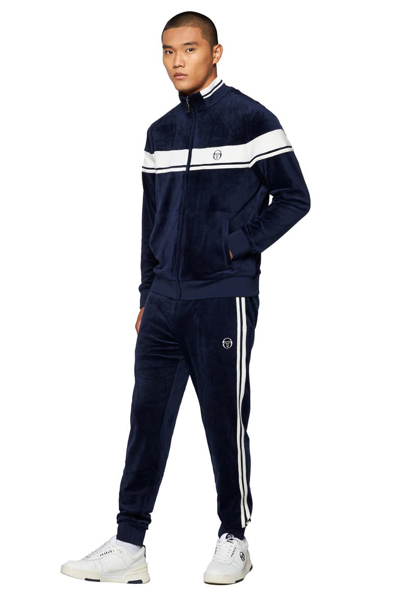 Damarindo Stretch Velour Track Jacket, Alternate, color, MARITIME BLUE