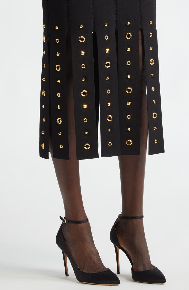 ST. JOHN Grommet Studded Car Wash Knit Skirt, Alternate, color,