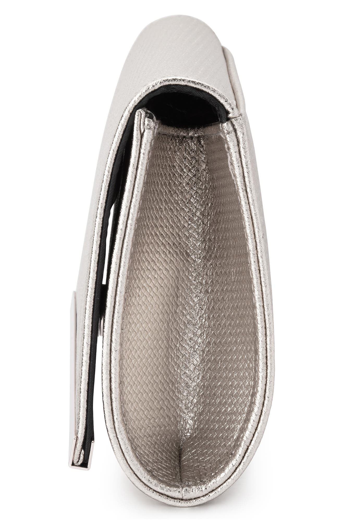 Olga Berg Maddie Metallic Embossed Foldover Clutch, Alternate, color, 