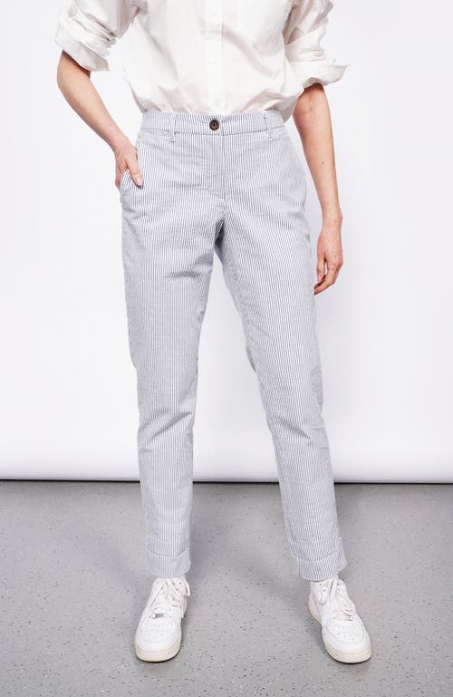 Wildfang The Empower Seersucker Trouser In Navy/white