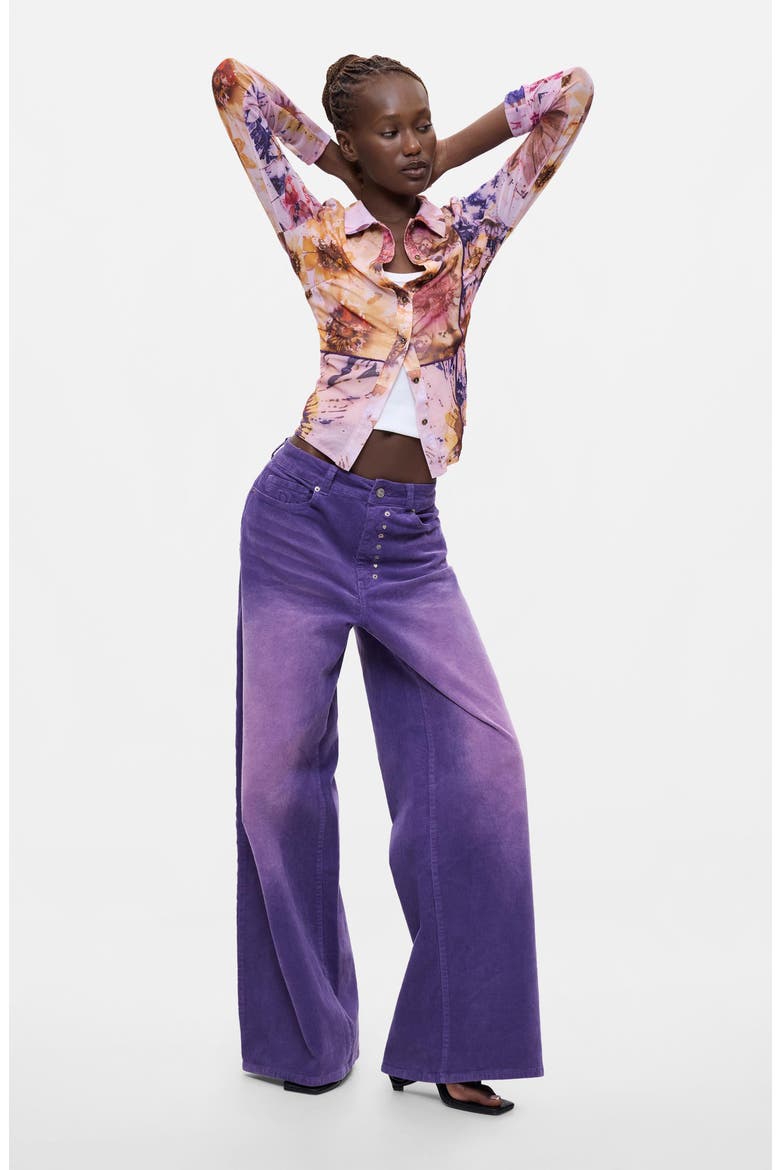 Floral Mesh Long Sleeve Top, Alternate, color, PINK