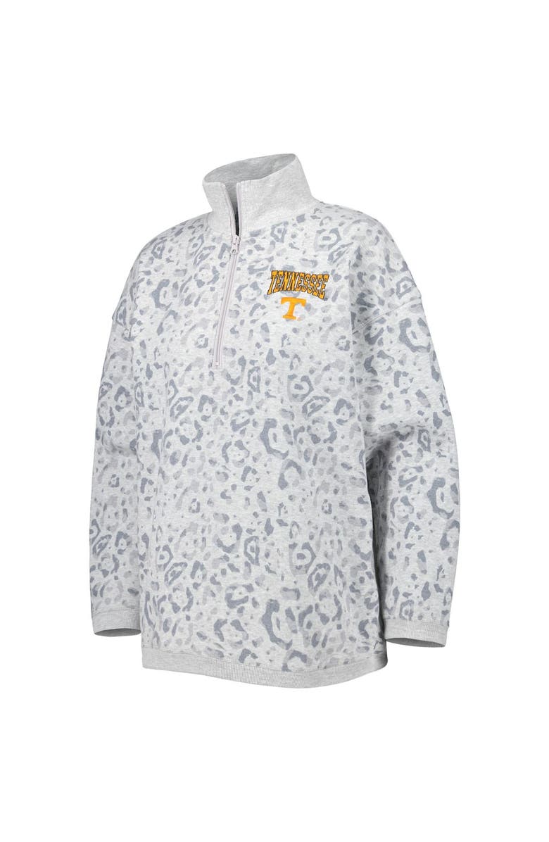 GAMEDAY COUTURE Women's Gameday Couture Heather Gray Tennessee Volunteers Leopard Quarter-Zip Sweatshirt, Alternate, color, Heather Gray