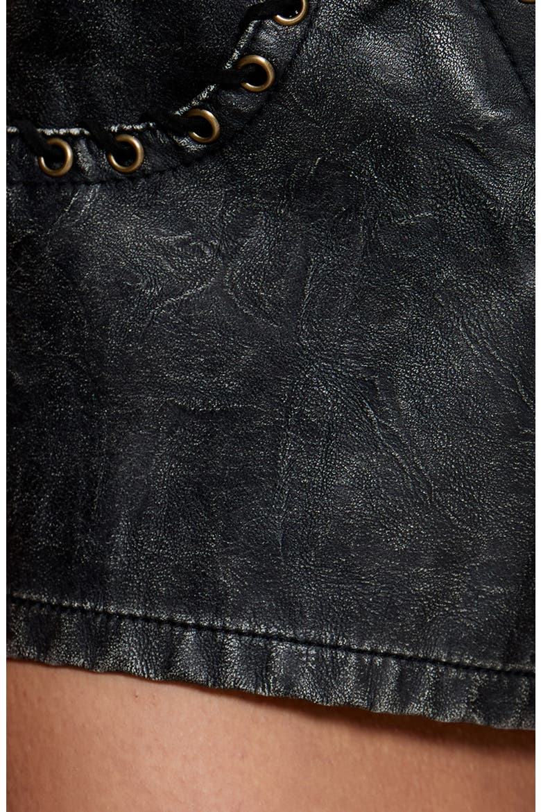 Vaca Whipstitch Faux Leather Mini Shorts, Alternate, color, BLACK
