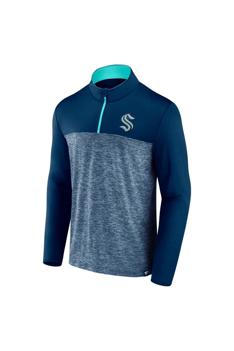 Men's Fanatics Deep Sea Blue Seattle Kraken Iconic Defender Quarter-Zip Jacket, Alternate, color, Navy
