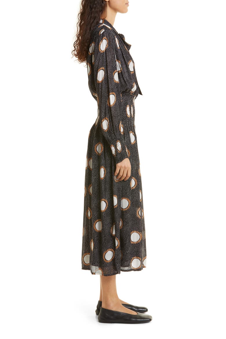 Nomina Smocked Waist Long Sleeve Midi Dress, Alternate, color, RUBBER