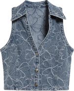 Ramy Brook Deacon Floral Embroidery Denim Vest