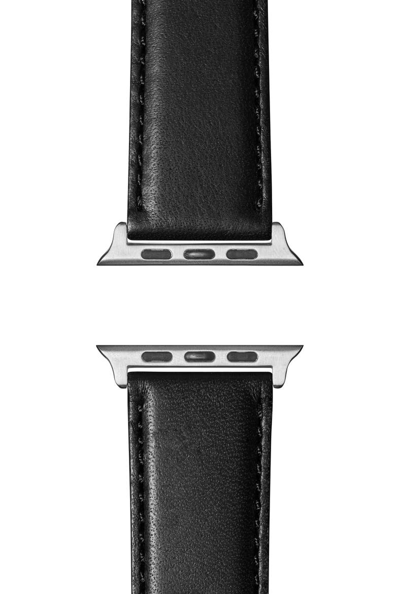 Rail Road Leather 17mm Apple Watch® Watchband, Alternate, color, BLACK
