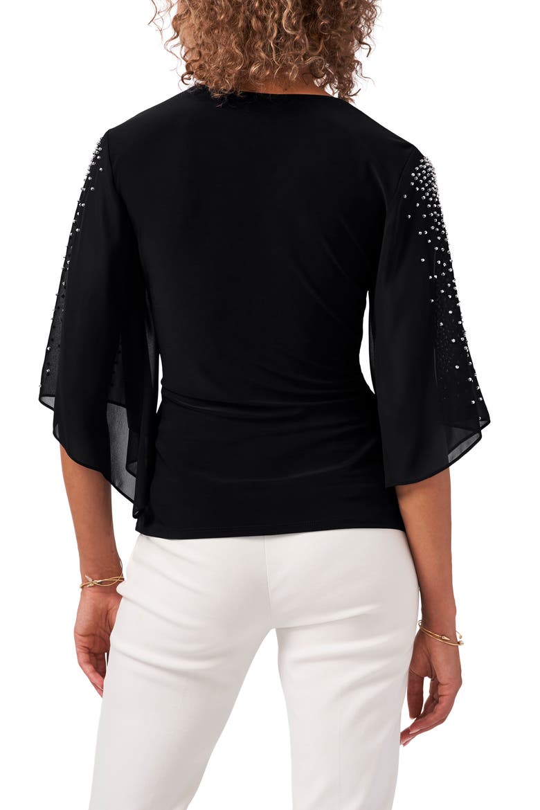 Embellished Split Sleeve Surplice Blouse, Alternate, color, BLACK 001