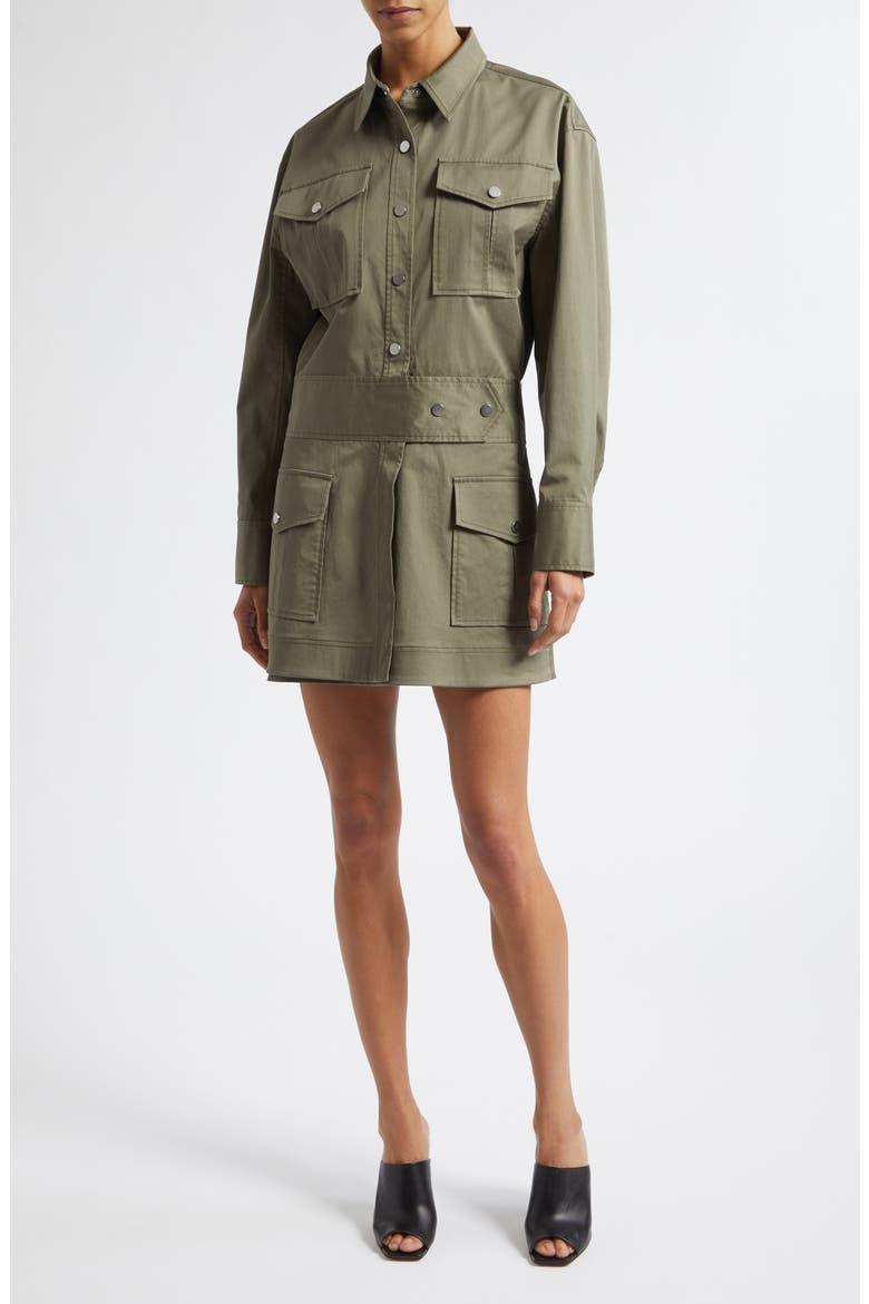 Brady Long Sleeve Utility Minidress, Main, color, DUSTY OLIVE