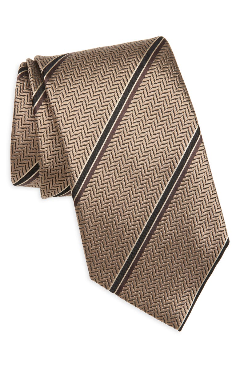 TOM FORD Stripe Herringbone Mulberry Silk Tie, Main, color,