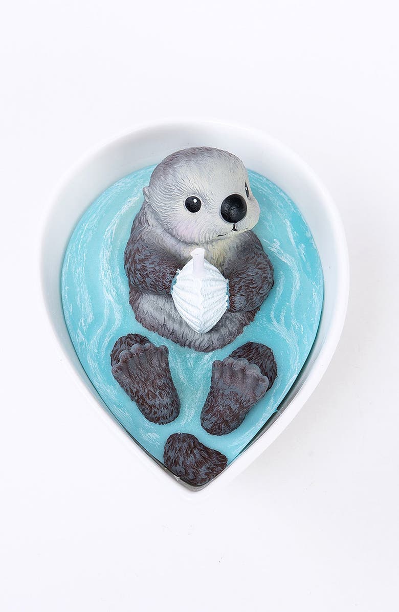 Southlake gifts Cute Sea Otter Baby Scented Candle, Main, color, Light Grey / Blue