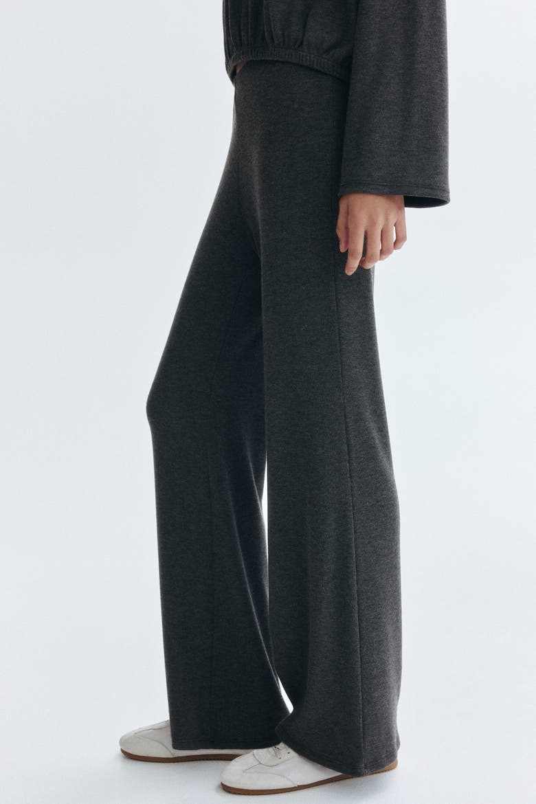 Flared Fine-knit Trousers, Alternate, color, Dark gray melange