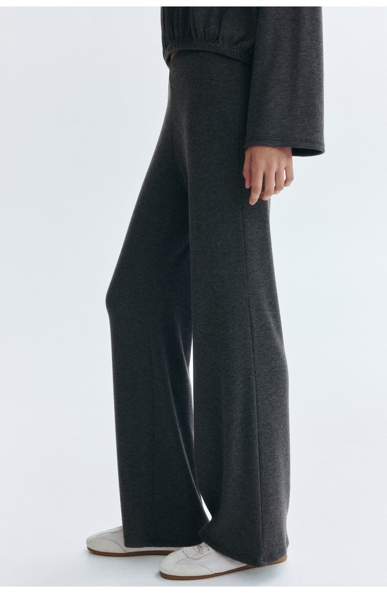 H&M Flared Fine-knit Trousers, Alternate, color, Dark Gray Melange