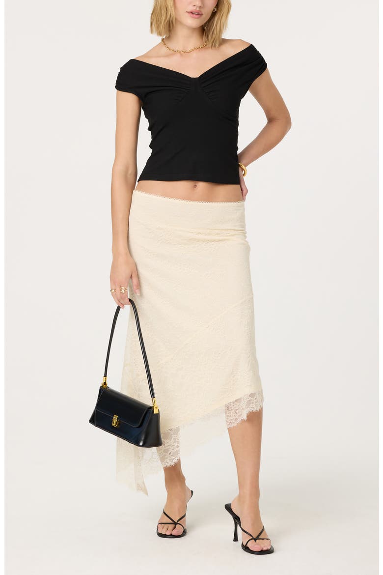Asymmetric Lace Midi Skirt, Alternate, color, CREAM