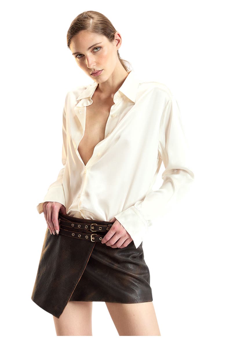 Cynthia Rowley Silk Button Up Shirt, Alternate, color, White