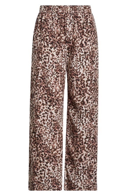 Open Edit Print Flannel Boxer Pajama Pants In Brown