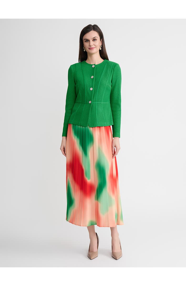 Misook Tailored Tonal Princess Seam Knit Jacket, Alternate, color, Clover Field