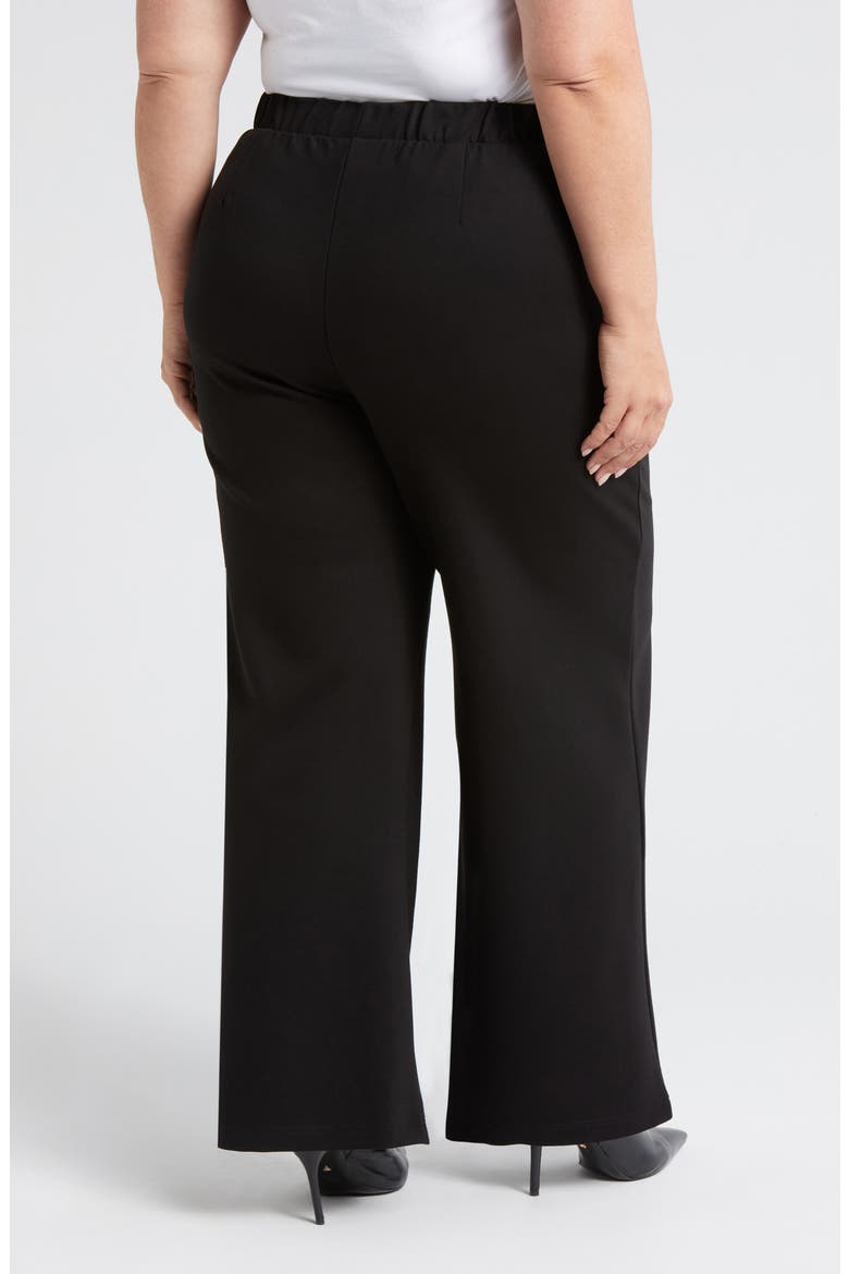 Stephanie Wide Leg Ponte Pants, Alternate, color, BLACK
