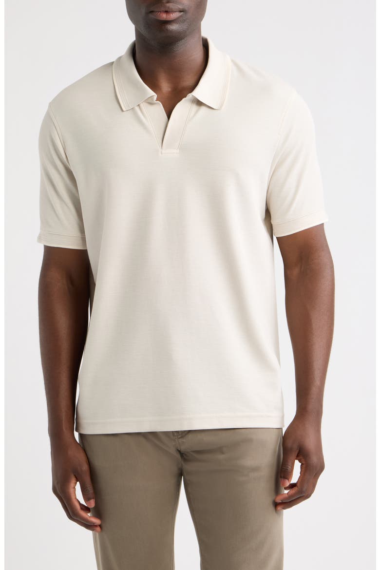 Piqué Johnny Collar Shirt, Main, color, GREY MOONBEAM