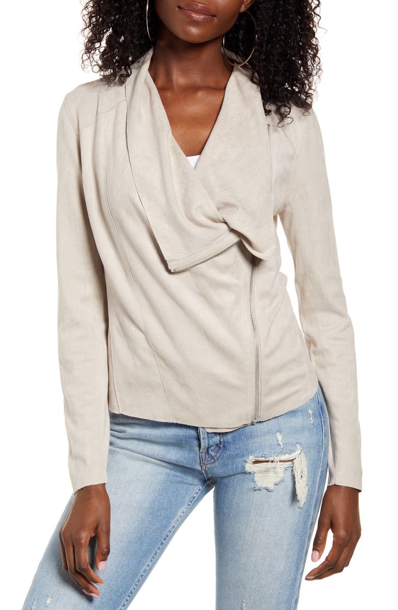BLANKNYC Drape Front Faux Suede Jacket, Alternate, color,