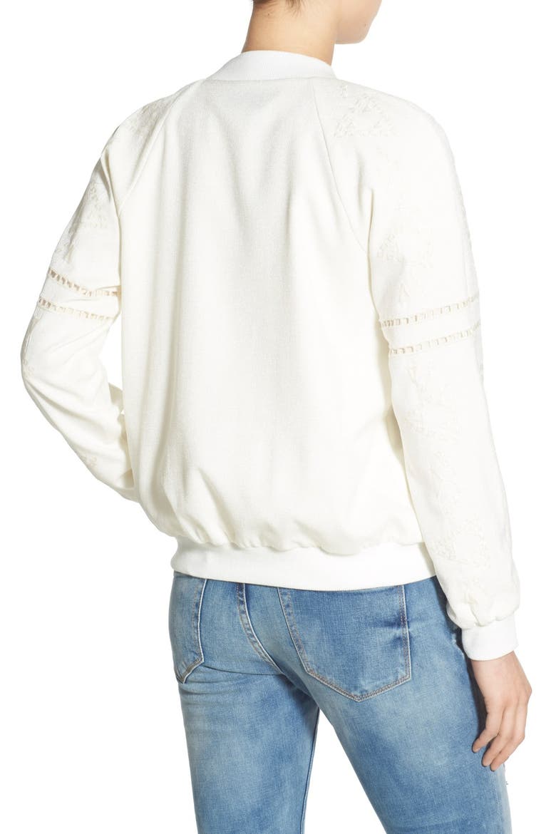 Embroidered Bomber Jacket, Alternate, color, OATMEAL