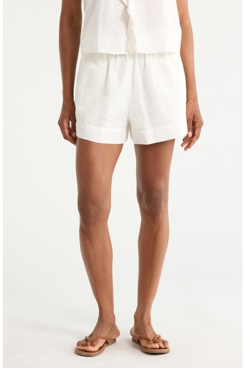 Cotton Eyelet Shorts, Main, color, IVORY EGRET