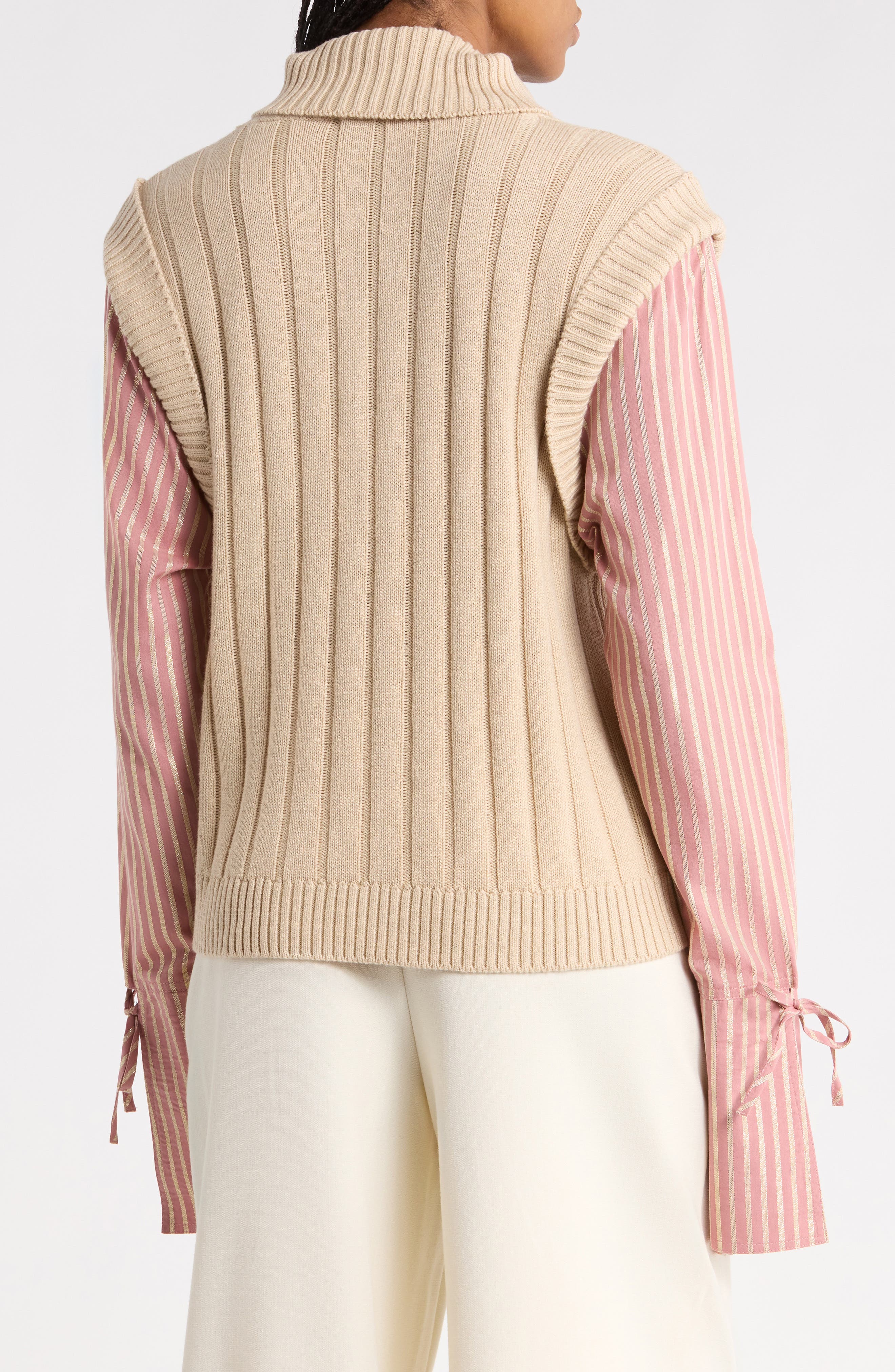 Derek Lam 10 Crosby Paola Mixed Media Cotton & Wool Sweater (Women