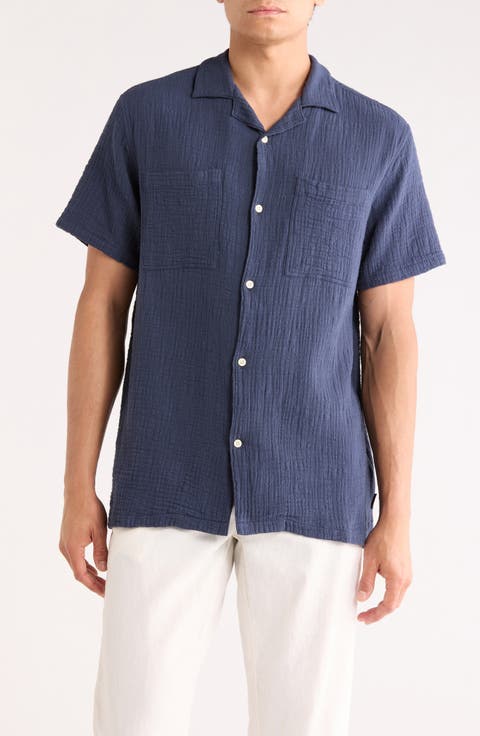 Archer Relaxed Cotton Seersucker Camp Shirt