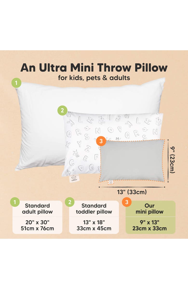 KeaBabies Mini Toddler Pillow With Pillowcase, Alternate, color, French Gray