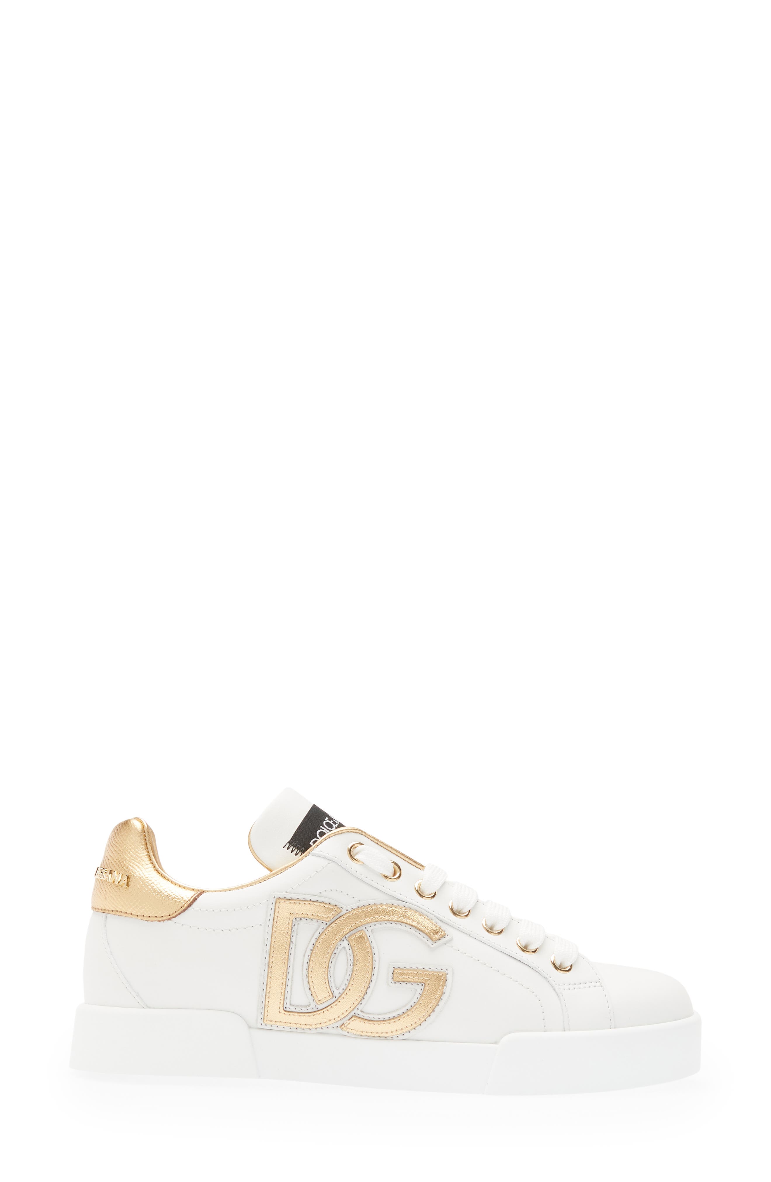 Dolce&Gabbana Portofino Sneaker, Alternate, color, White/ Gold