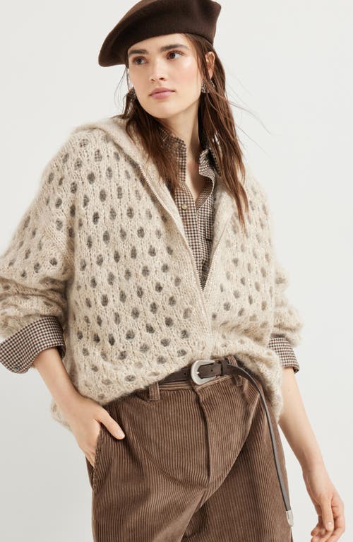 Brunello Cucinelli Mohair-blend Dazzling Net Cardigan In Neutral