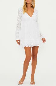 Beach Riot Delaney Eyelet Long Sleeve Cover-Up Minidress
