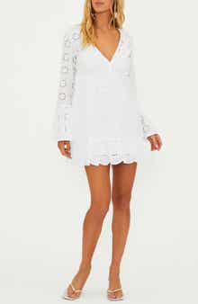 Beach Riot Delaney Eyelet Long Sleeve Cover-Up Minidress