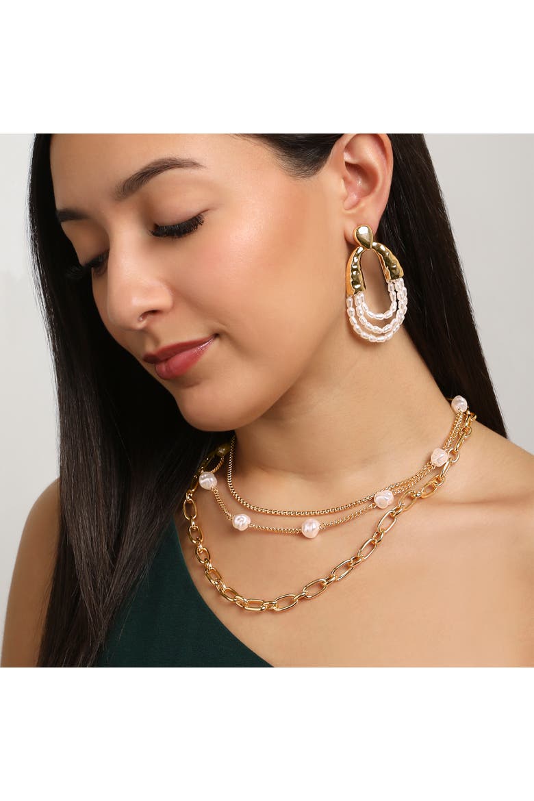 Pear Hoop Earrings, Alternate, color, Gold