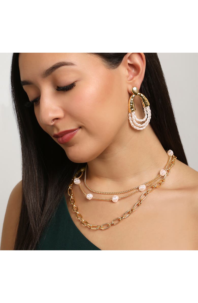 BCBG Pear Hoop Earrings, Alternate, color, Gold