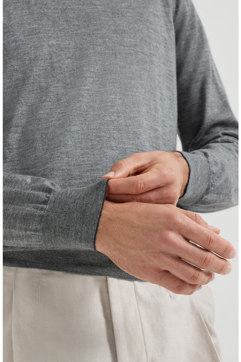 Cashmere and silk lightweight sweater, Alternate, color, Dark Grey