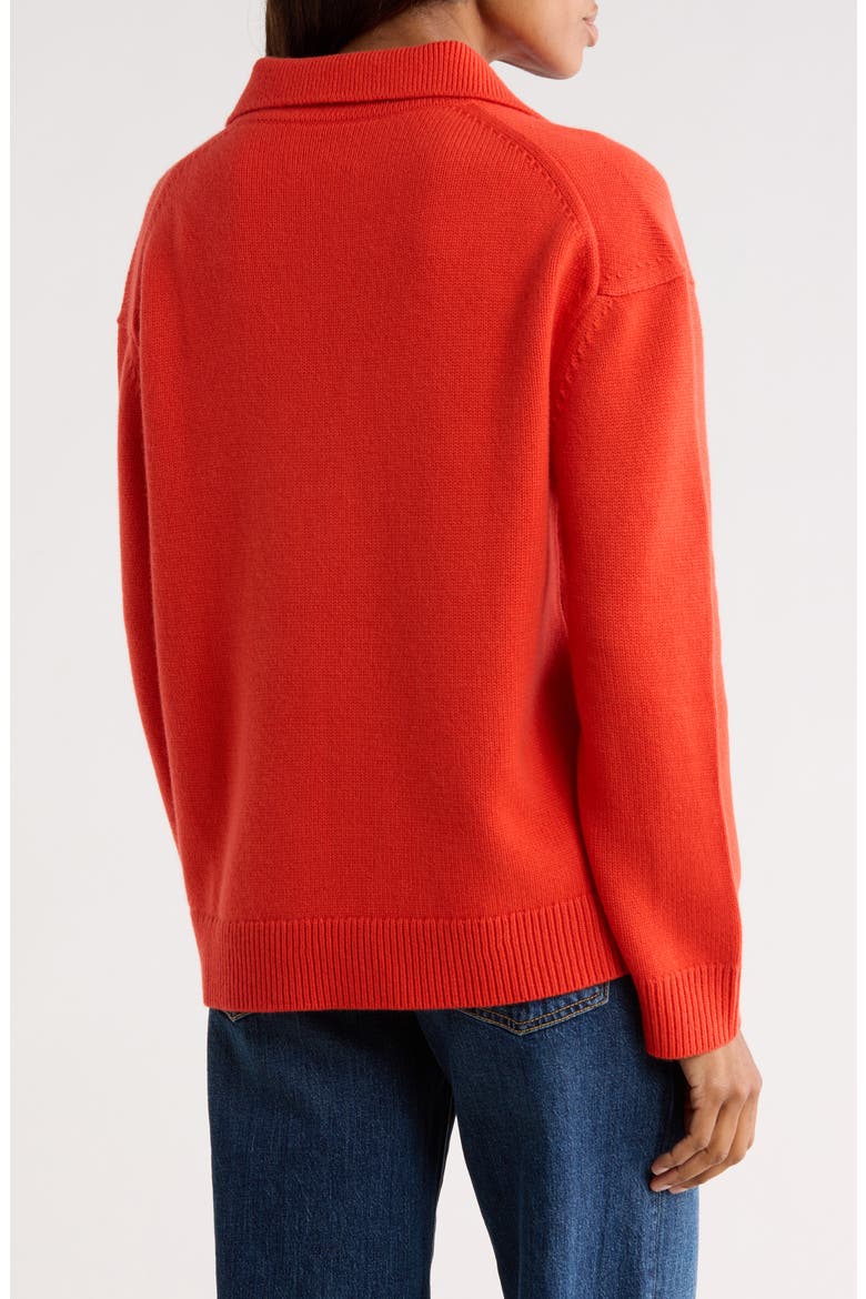 Boy Johnny Collar Cashmere Henley Sweater, Alternate, color, SUMMER TOMATO