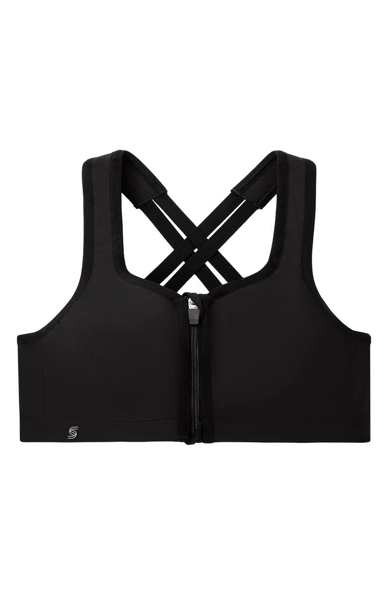 Glamorise Full Figure Zip-Up Sports Bra, Alternate, color, Black