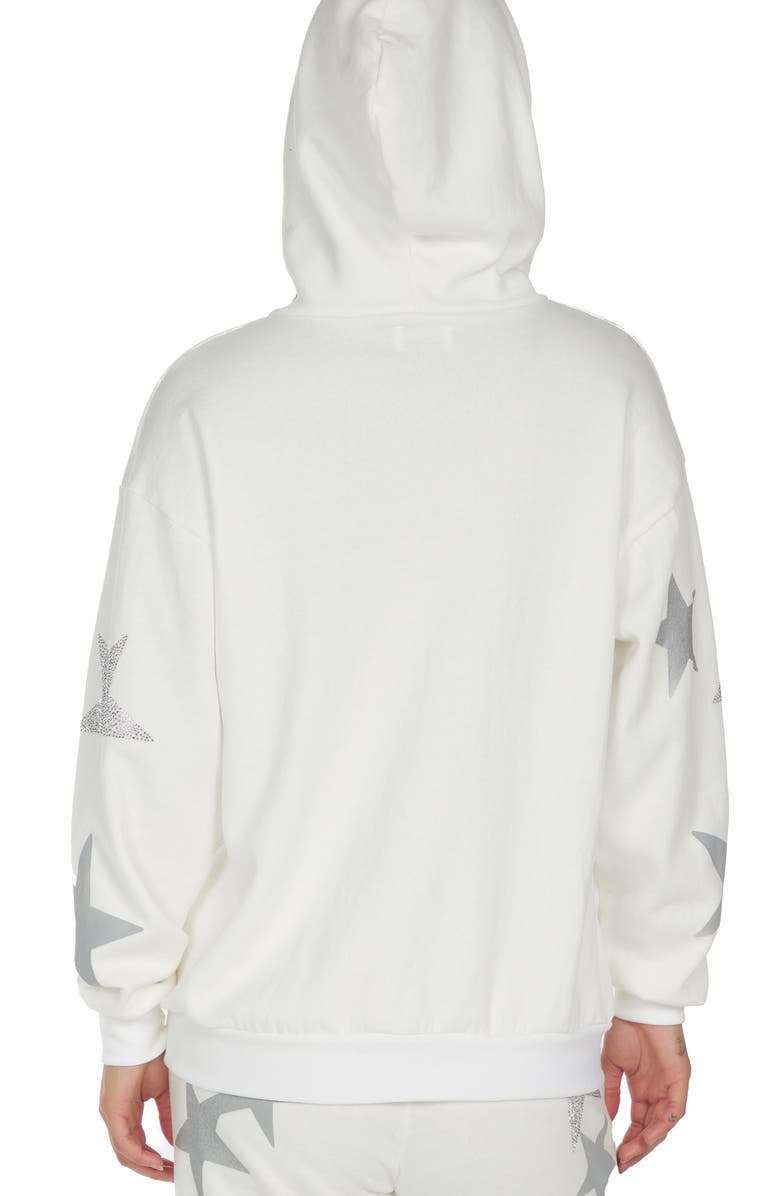 Lauren Moshi Harmony Crystal Multi Stars Hoodie, Alternate, color, Faded White