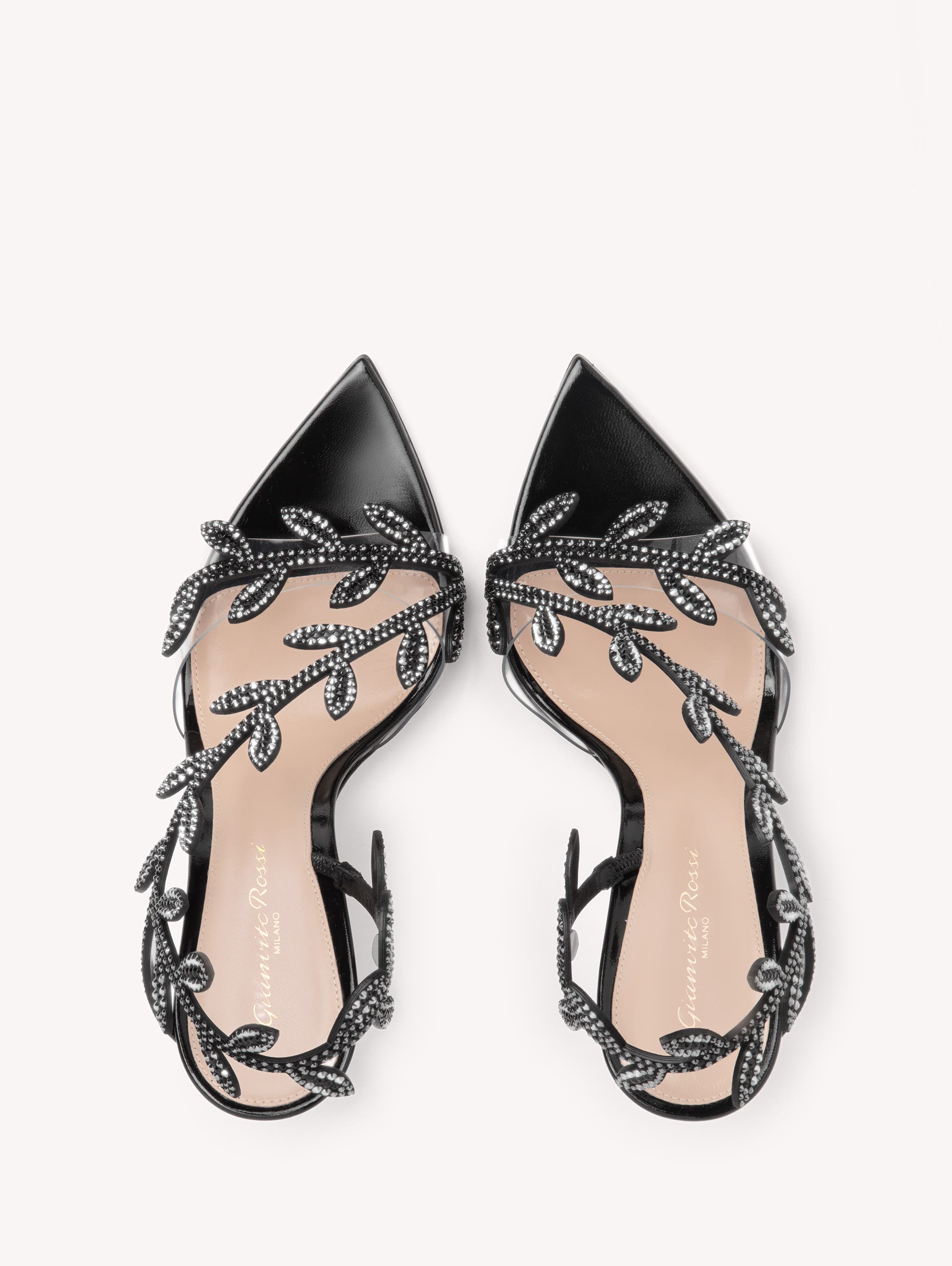 Gianvito Rossi Crystal Flavia Sandal, Alternate, color, Black Leather