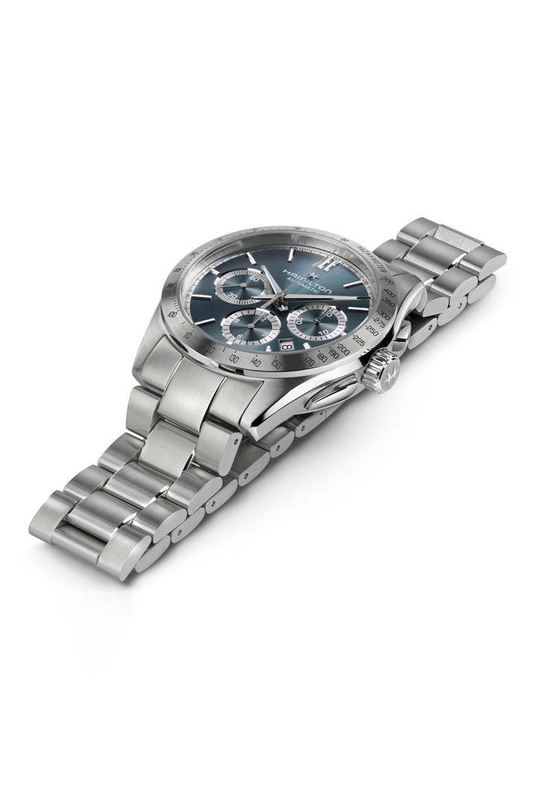 Jazzmaster Performer Automatic Bracelet Chronograph Watch, 42mm, Alternate, color, BLUE