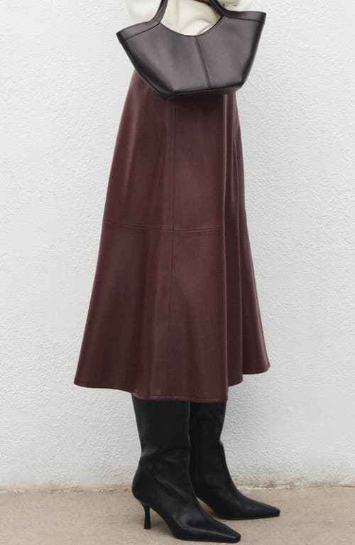 Mango Paris Faux Leather A-line Midi Skirt In Burgundy