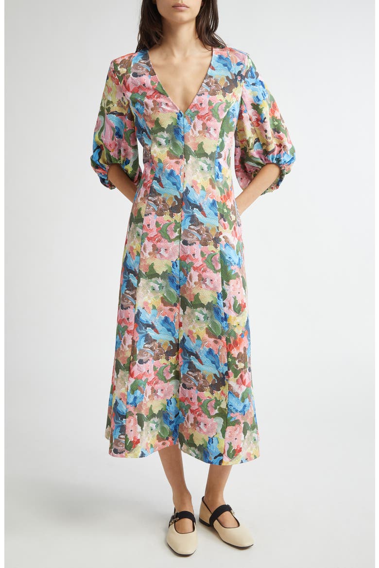 Floral Midi Dress, Main, color, LOVES ME LOVES ME NOT